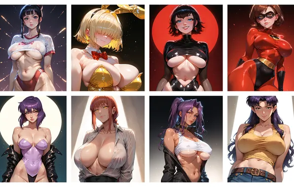 Anime, kusanagi motoko, mitarashi anko, anime girls, Helen Parr, misato katsuragi, Himeno Chainsaw Man, Makima …