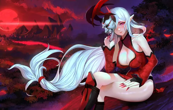 Девушка, Ночь, Маска, League of Legends