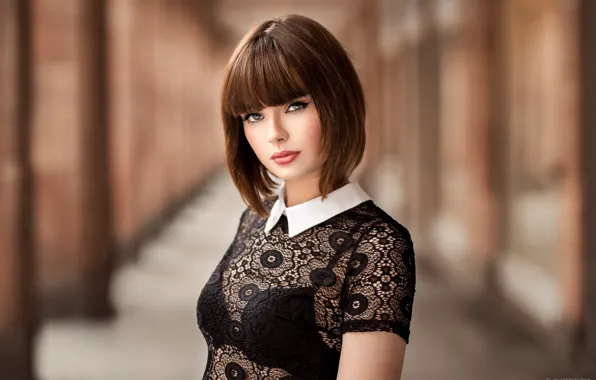 Портрет, макияж, прическа, шатенка, красотка, Marie, боке, Lods Franck