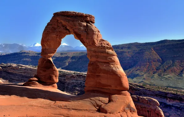 Небо, горы, камни, скалы, арка, Юта, США, arches national park