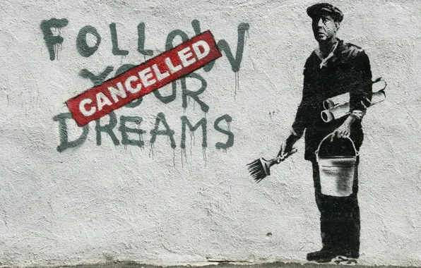 Стена, граффити, Banksy