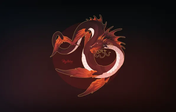 Минимализм, Рисунок, Дракон, Fantasy, Dragon, Арт, Autumn, Characters