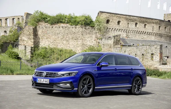 Синий, Volkswagen, крепость, универсал, Passat, R-Line, Variant, 2019