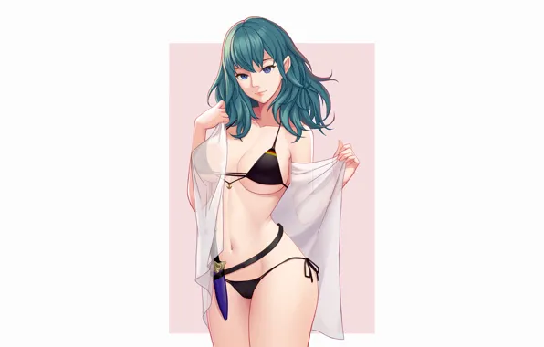 Girl, sexy, cleavage, long hair, boobs, anime, blue eyes, beautiful