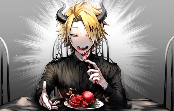 Демон, парень, гранат, Boku no Hero Academia, Kaminari Denki