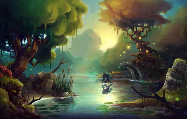 Пейзаж, озеро, ландшафт, существо, Hytale