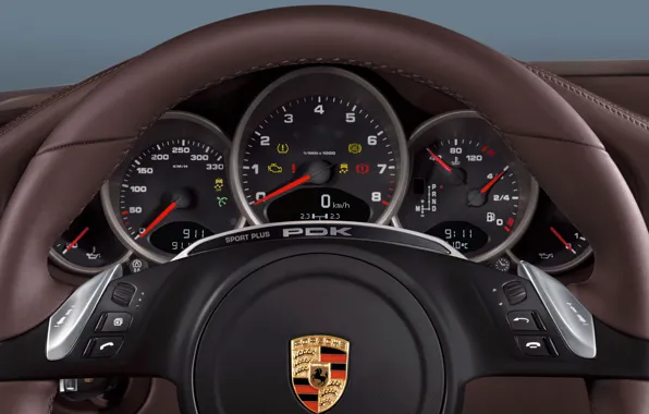 Панель, интерьер, руль, porsche, салон