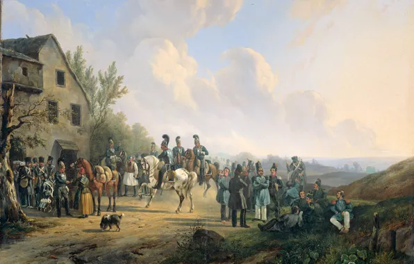 Масло, картина, холст, 1835, Wouterus Verschuur, Ваутер Версхюр, Сцена Десятидневной Кампании Против Восставших