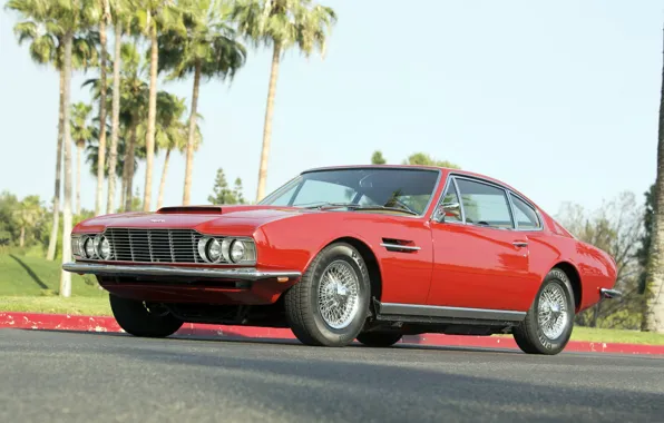 Машина, красный, пальмы, red, aston martin, vantage, dbs