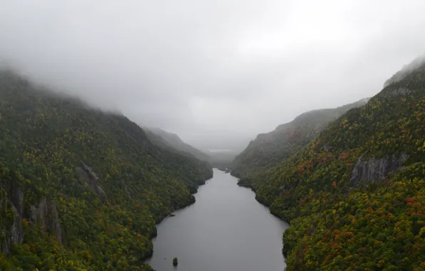 Autumn, clouds, fjord