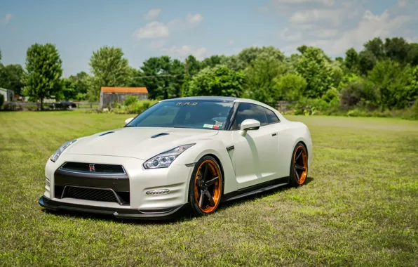 Картинка nissan, white, gt-r, matt