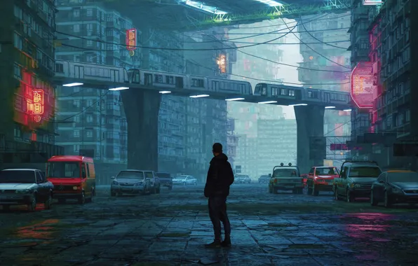 Город, Человек, Машина, Улица, Машины, City, Арт, UNLIMITED FOG
