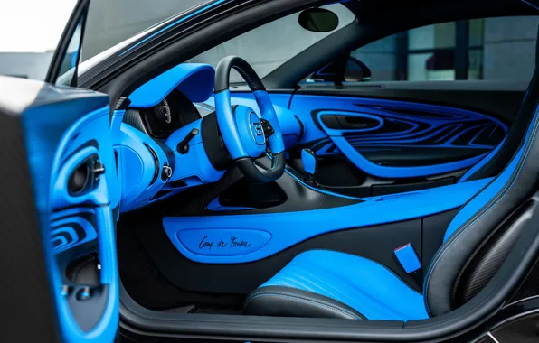 Картинка Bugatti, blue, Chiron, car interior, Bugatti Chiron Super Sport Coup de Foudre