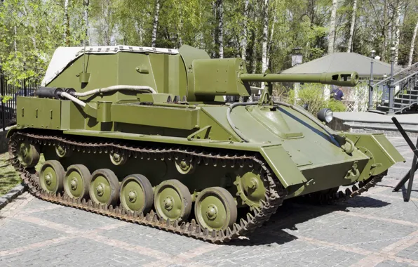 Картинка установка, самоходная, артиллерийская, САУ, советская, применявшаяся, СУ-76М, Отечественной войне