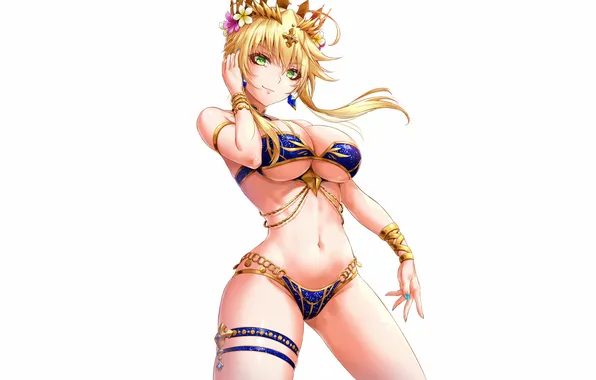 Girl, sexy, cleavage, boobs, anime, flowers, beautiful, twintails