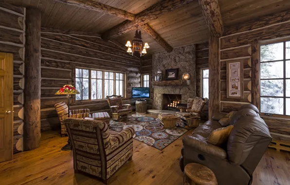 Картинка wooden, living room, home, luxury, colorado, blue sky lodge