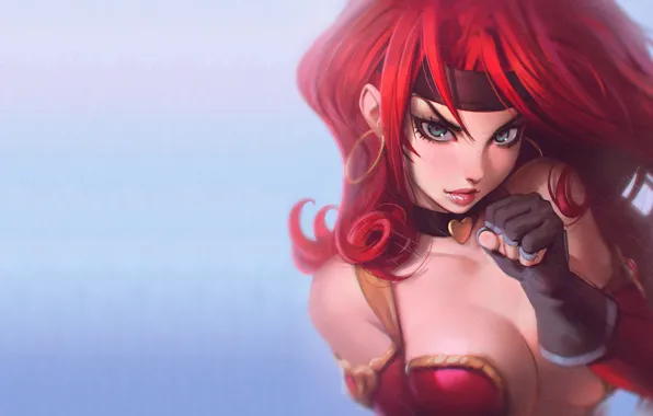Грудь, девушка, арт, повязка, рыжая, red sonja