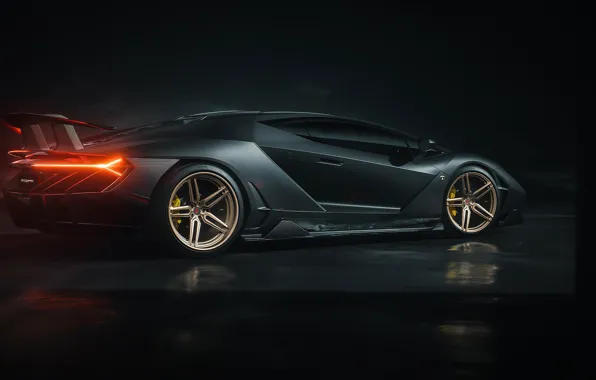 Рендеринг, фары, Lamborghini, суперкар, вид сбоку, Centenario