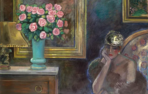 1978, прекрасная незнакомка Snara, Jean-Pierre Cassigneul, неуловимое обаяние Франции, Интерьер с розами