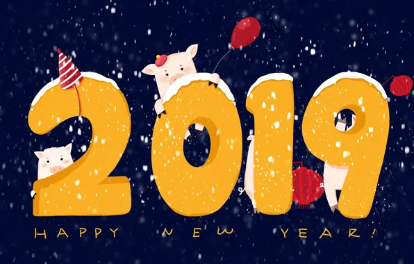 Шарики, фон, Новый год, New Year, хрюшки, 2019