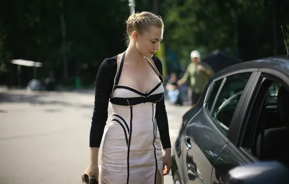 Взгляд, поза, улица, макияж, фигура, актриса, профиль, Оксана Акиньшина
