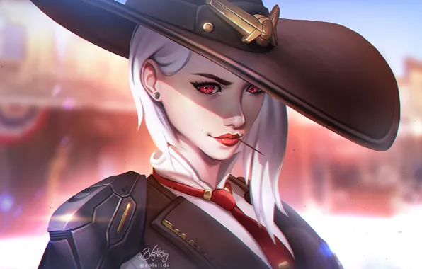 Девушка, Взгляд, Губы, Лицо, Шляпа, Blizzard, Art, Game
