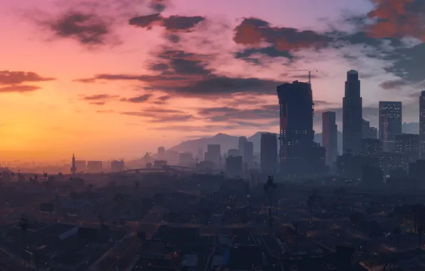 Картинка city, game, sky, cloud, Grand Theft Auto V, GTA V, GTA 5, kumo