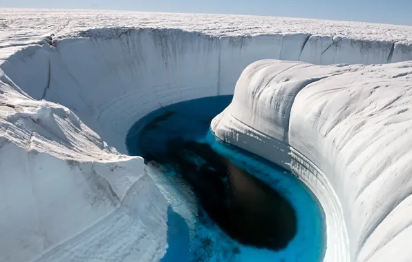 Ice, lake, canyon