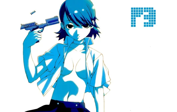 Пистолет, жертва, выстрел, черные глаза, суицид, Persona 3, Yukari Takeda, чокер