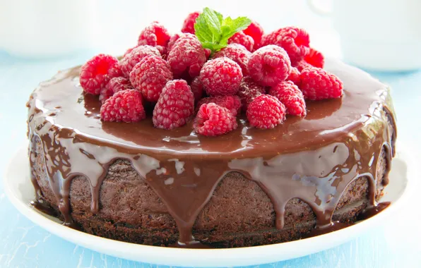 Картинка ягоды, малина, шоколад, торт, cake, десерт, выпечка, глазурь