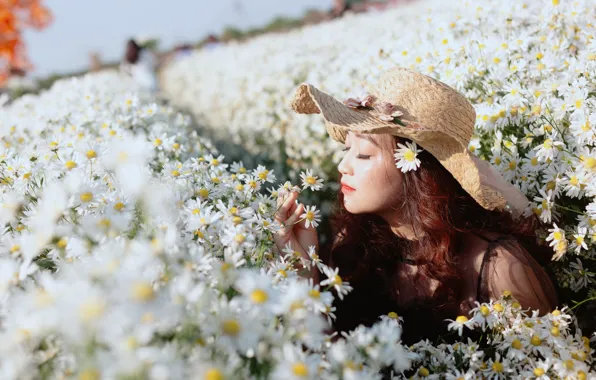 Girl, Beautiful, Flower, Spring, Women
