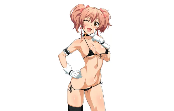 Girl, sexy, cleavage, thighhighs, pink hair, boobs, anime, beautiful