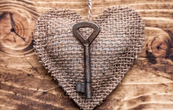 Ключ, сердце, романтика, любовь, romantic, дерево, wood, love