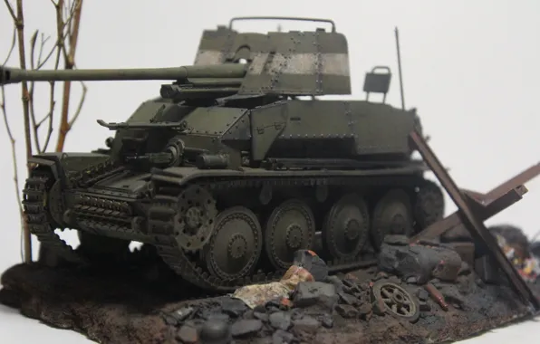 Игрушка, САУ, моделька, лёгкая, немецкая, противотанковая, Marder III