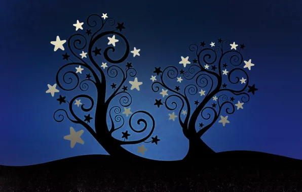 Картинка Звезды, Деревья, Звезды Листья, Starleaves