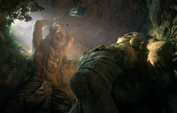 Rock, game, fight, giant, colossus, Uncharted, kyojin, Uncharted: The Lost Legacy