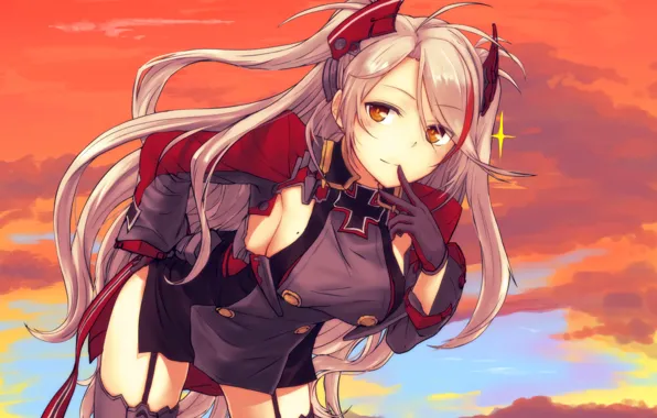 Girl, sexy, cleavage, thighhighs, long hair, dress, boobs, anime