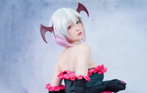 Girl, dress, wings, beautiful, short hair, pretty, lips, face
