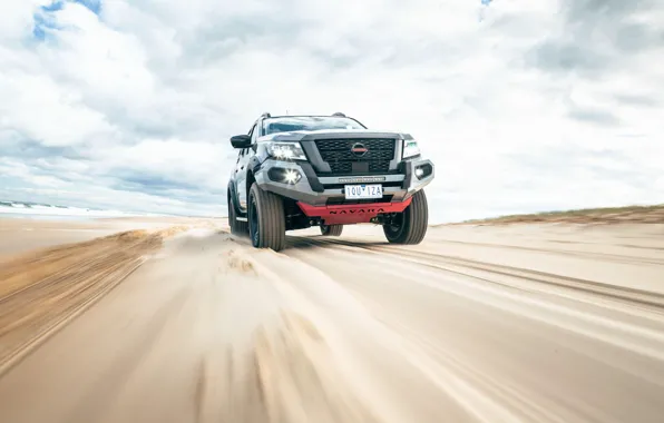 Песок, облака, скорость, ралли, Warrior, Nissan Navara, PRO-4X