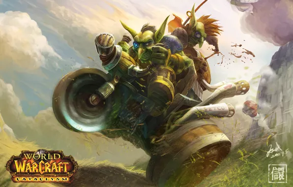 Картинка колеса, WoW, World of Warcraft, гоблины, тачанка