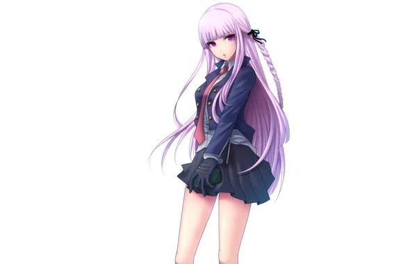 Взгляд, девушка, поза, фон, art, kirigiri kyouko, danganronpa, kuroma