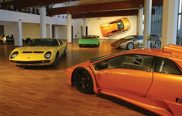 Картинка Lamborghini, музей, автомобилей, Diablo, Miura, Countach