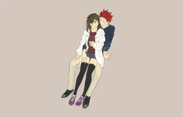 Девушка, минимализм, парень, Волейбол, Haikyuu