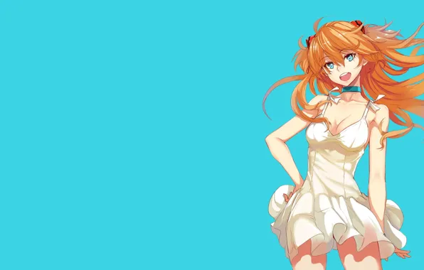 Девушка, платье, girl, рыжие волосы, комбинезон, Neon Genesis Evangelion, red hair, dress