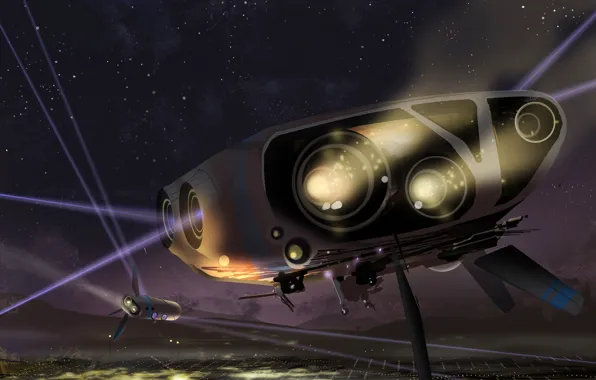 Planet, spaceships, rusty