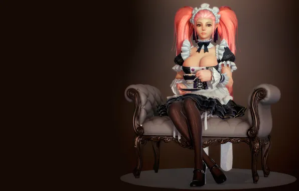 Картинка девушка, кресло, арт, служанка, chang-gon shin, EOS Online - Echo of Soul