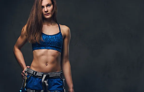 Girl, shorts, model, pretty, cute, long-haired, sports bra