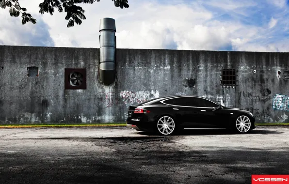 Black, Tesla, Model S, электрокар