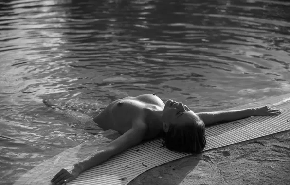 Black & white, pool, breast, Danica, Hannes Walendy, Natalia Andreeva