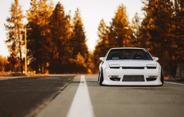 Nissan, Car, Nature, Front, Yellow, Stance, 240SX, Low